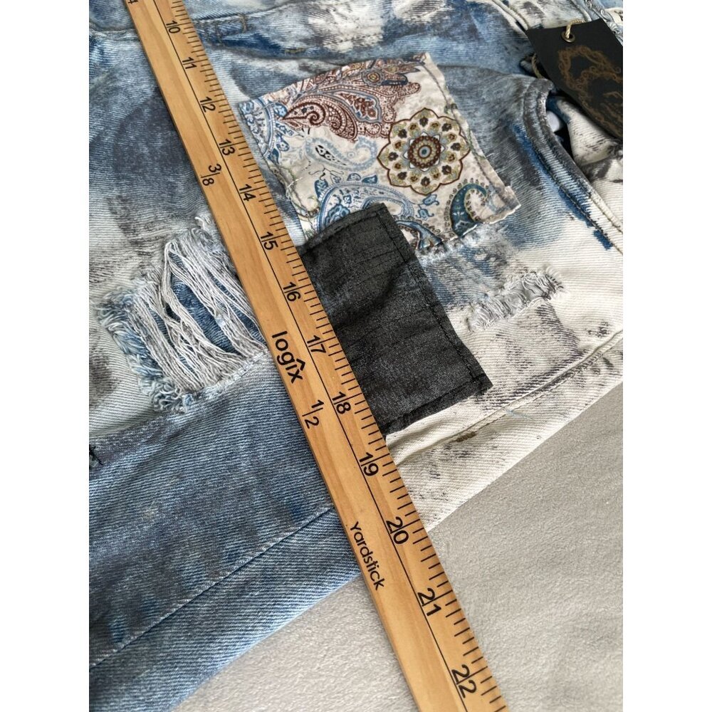VTG Style FWRD Mens Custom Patchwork by Angelina Vanelli Distressed Denim Shorts - Picture 5 of 13